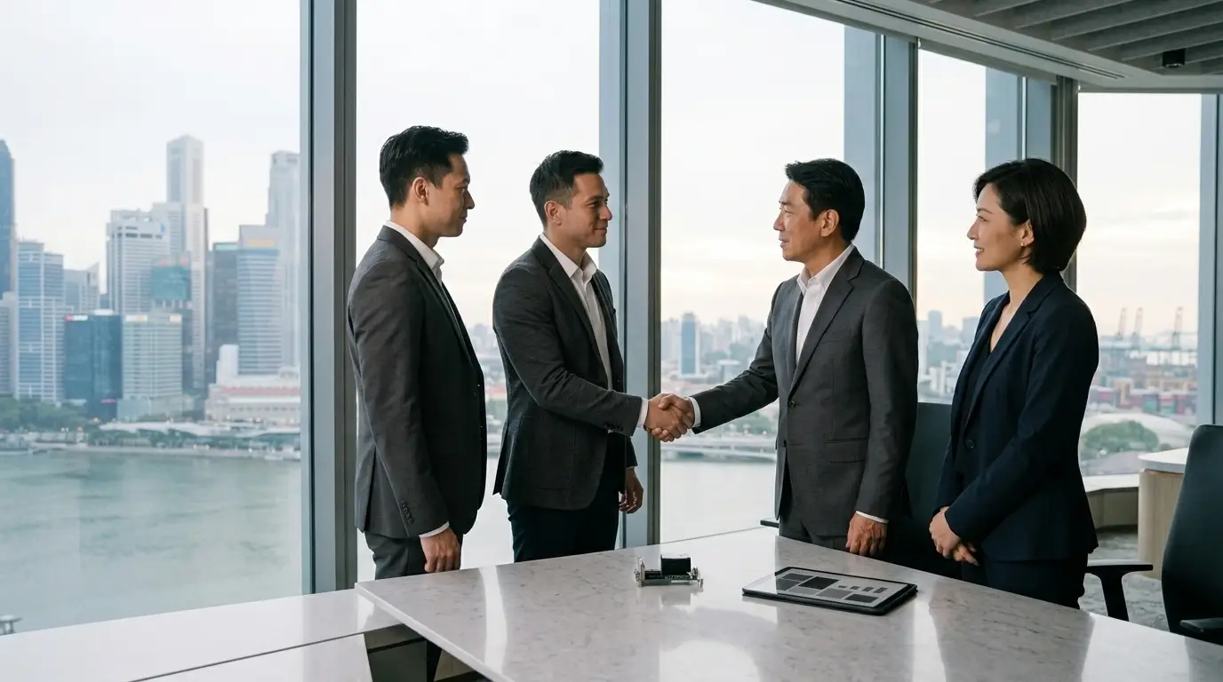 Stage two: a professional introduction and handshake with a regional business partner